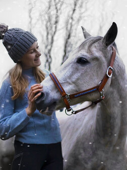 Leren halster licht blauw