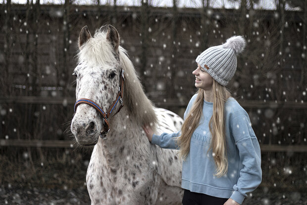 Leren halster licht blauw